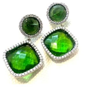 Smokey green drop earrings